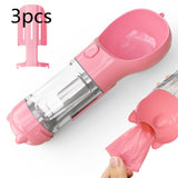 pet-water-bottle-feeder-bowl-garbage-bag-storage-portable-pet-outdoor-travel-3-in-1-dog-water-bottle-pink