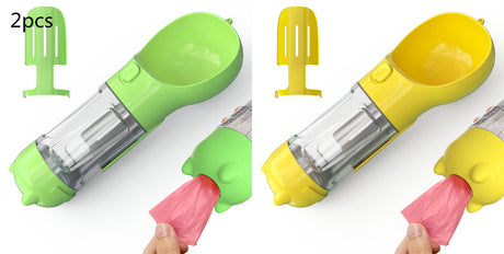 pet-water-bottle-feeder-bowl-garbage-bag-storage-portable-pet-outdoor-travel-3-in-1-dog-water-bottle-green-and-yellow