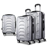 3pc Luggage Trolley Travel Suitcase Set TSA Hard Case Shell with Strap – Silver