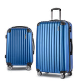 2pcs Luggage Trolley Set Travel Suitcase Carry-On Hard Case Lightweight Blue