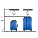 2pcs Luggage Trolley Set Travel Suitcase Carry-On Hard Case Lightweight Blue