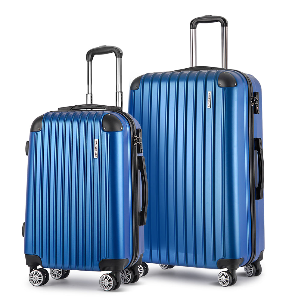 2pcs Luggage Trolley Set Travel Suitcase Carry-On Hard Case Lightweight Blue