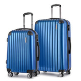 2pcs Luggage Trolley Set Travel Suitcase Carry-On Hard Case Lightweight Blue