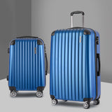 2pcs Luggage Trolley Set Travel Suitcase Carry-On Hard Case Lightweight Blue