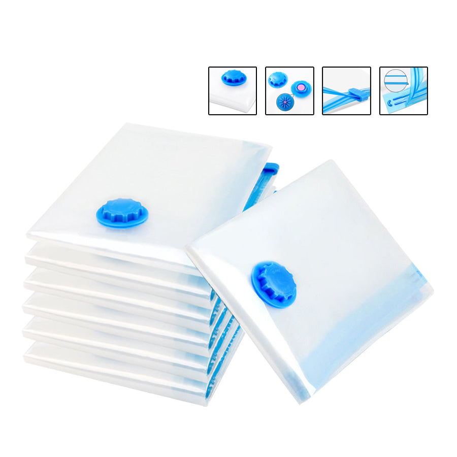 6 Pcs Set Vacuum Storage Bags Space Saver Seal Compressing Various Size with Air Pump