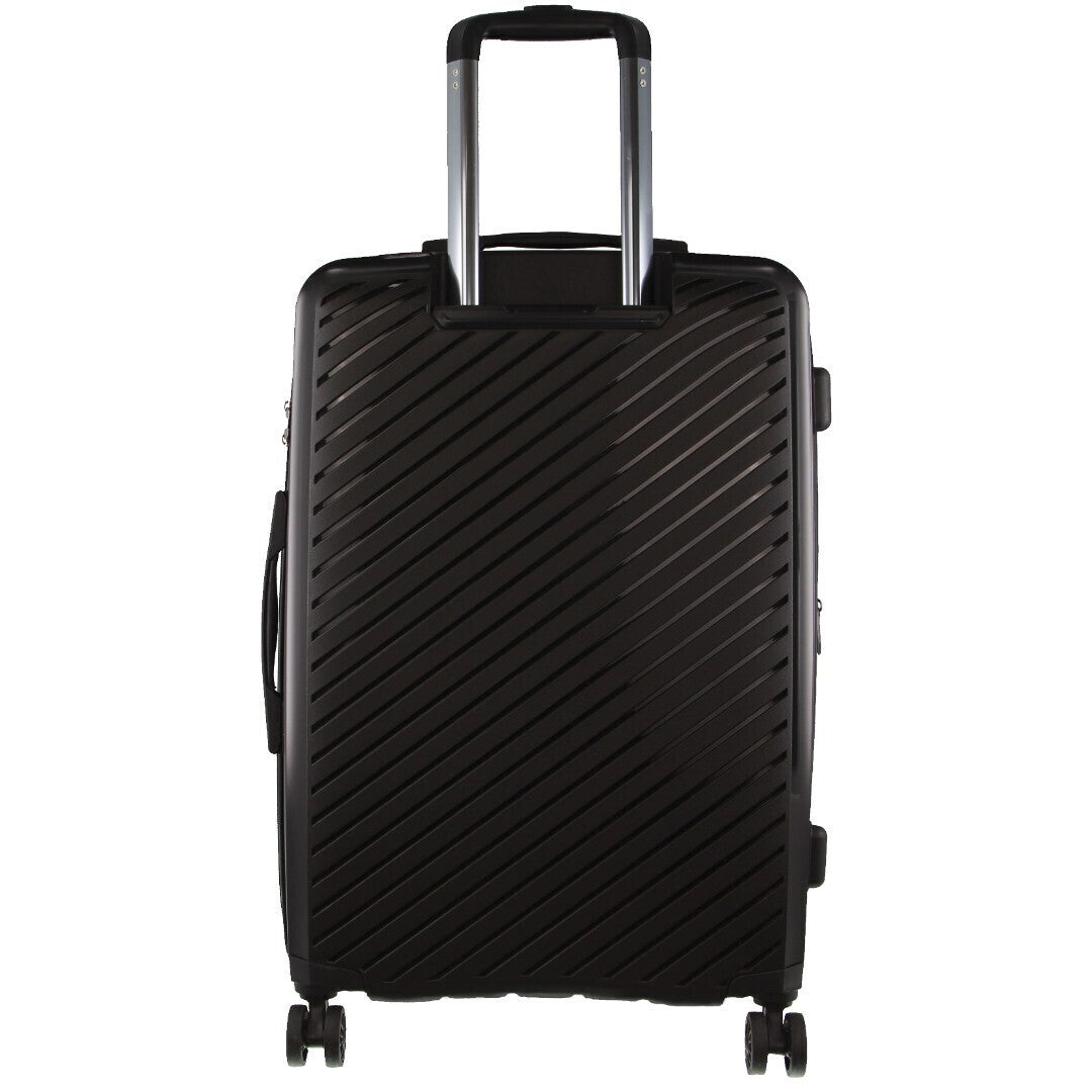 Pierre Cardin Inspired Milleni Checked Luggage Bag Travel Carry On Suitcase 65cm (82.5L) - Black