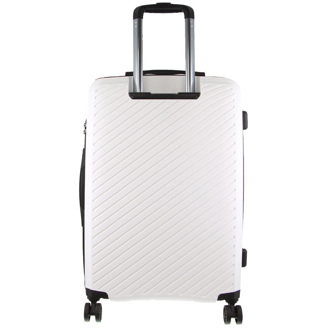 Monaco Checked Luggage Bag Travel Carry On Suitcase 65cm (82.5L) - White