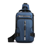 Blue Compact Multi-Function Nylon Chest Bag - Stylish and Practical