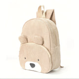 Cute Black Bear Backpack - Soft Corduroy Material with Adjustable Straps