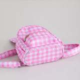 Blue Kids Bunny Ear Gingham Backpack - Cute Mini Bag for Girls