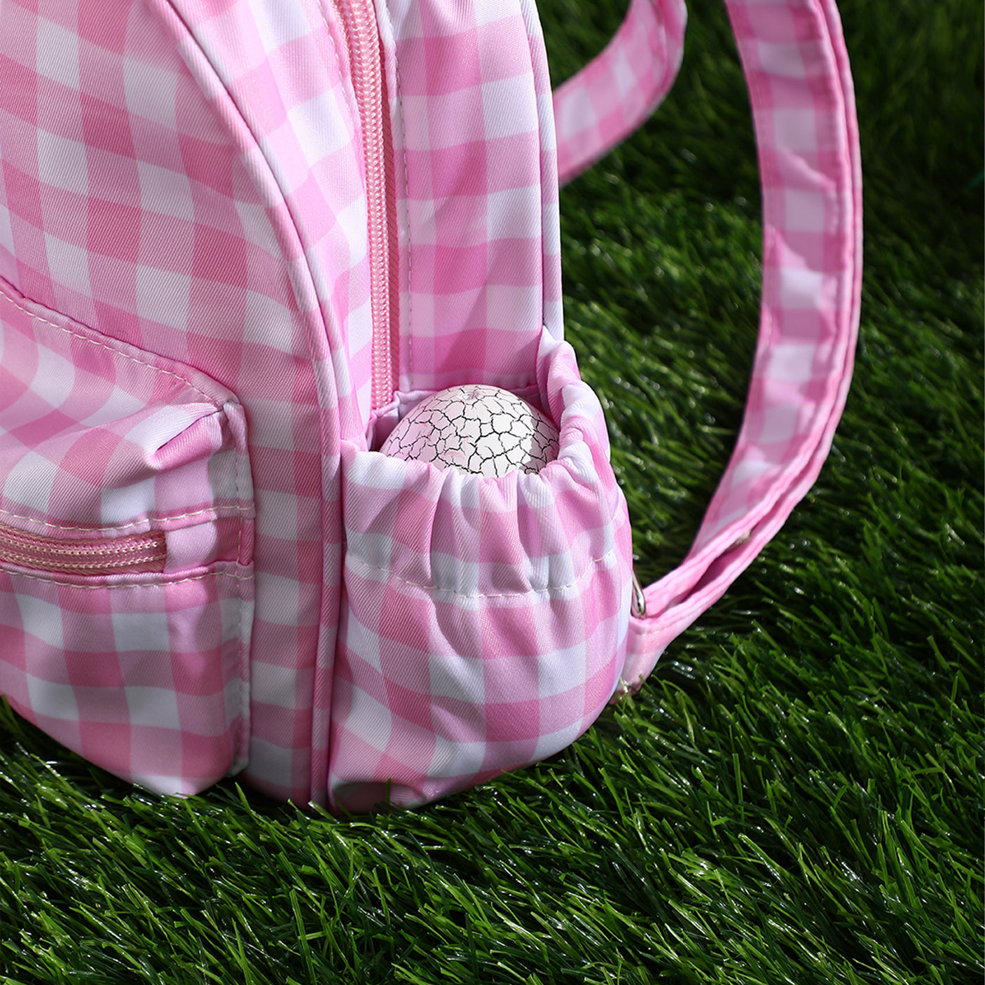 Green Kids Bunny Ear Gingham Backpack - Cute Mini Bag for Girls