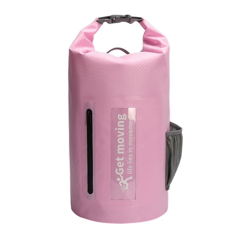 Pink 10L Multifunctional Waterproof Dry Bag Backpack - Roll-Top Outdoor Bag for Water Sports and Travel