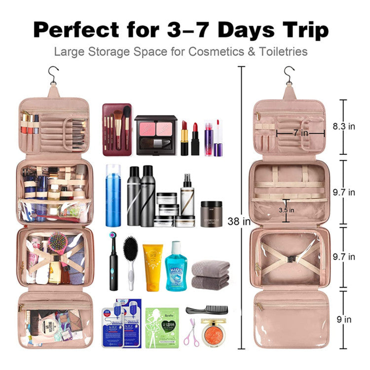 Blue Multifunctional Travel Toiletry Organizer with Hanger and Large Storage Capacity