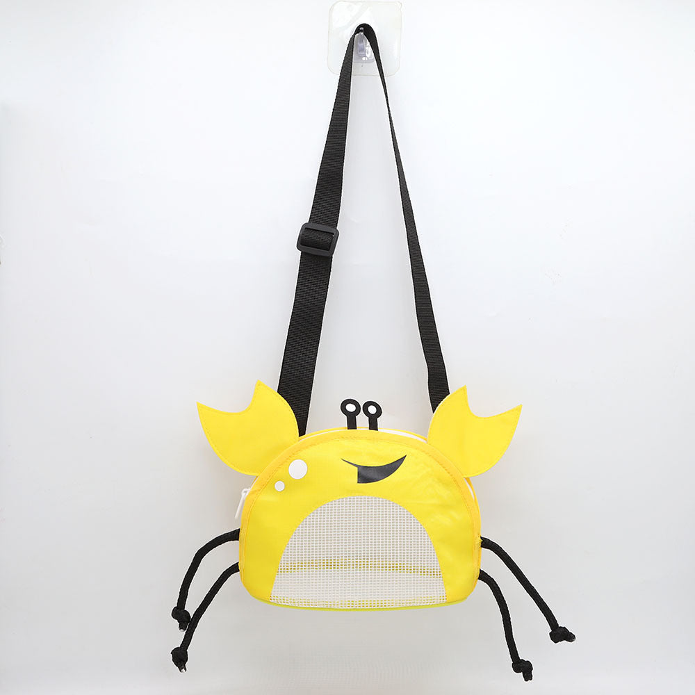 3 PCS Yellow Cute Crab Mesh Beach Bag for Kids - Shell Collecting Sand Toy Bag for Toddlers