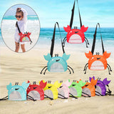 3 PCS Yellow Cute Crab Mesh Beach Bag for Kids - Shell Collecting Sand Toy Bag for Toddlers