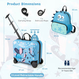 1.5 FT 4 in 1 Kids Luggage Ride on Set with Spinner Wheels