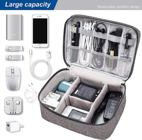 Compact Travel Electronics Organizer Bag - Available in Navy Blue and Grey