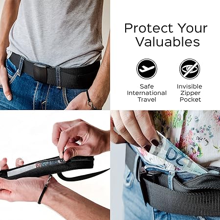 Anti Theft Travel Security Money Belt with Hidden Money Pocket