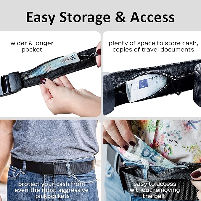 Anti Theft Travel Security Money Belt with Hidden Money Pocket