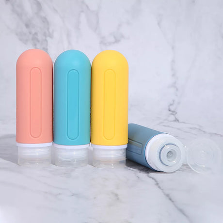 4x Travel Bottles 90ml Silicone Travel Squeeze Bottles Toiletries Container Sets