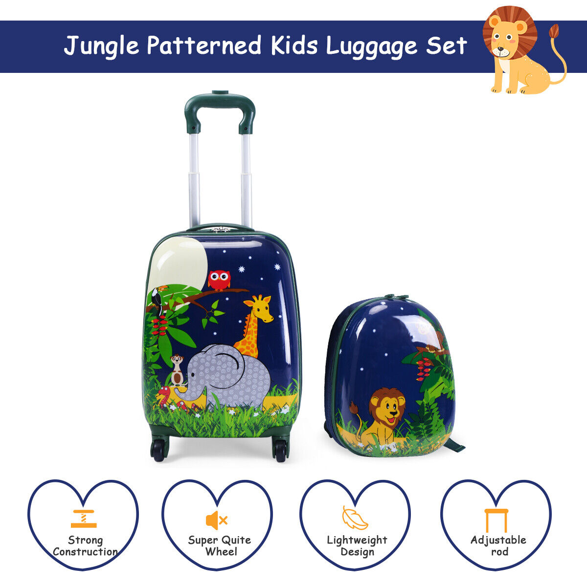 2in 1 Kids Travel Luggage Carry on Backpack Set