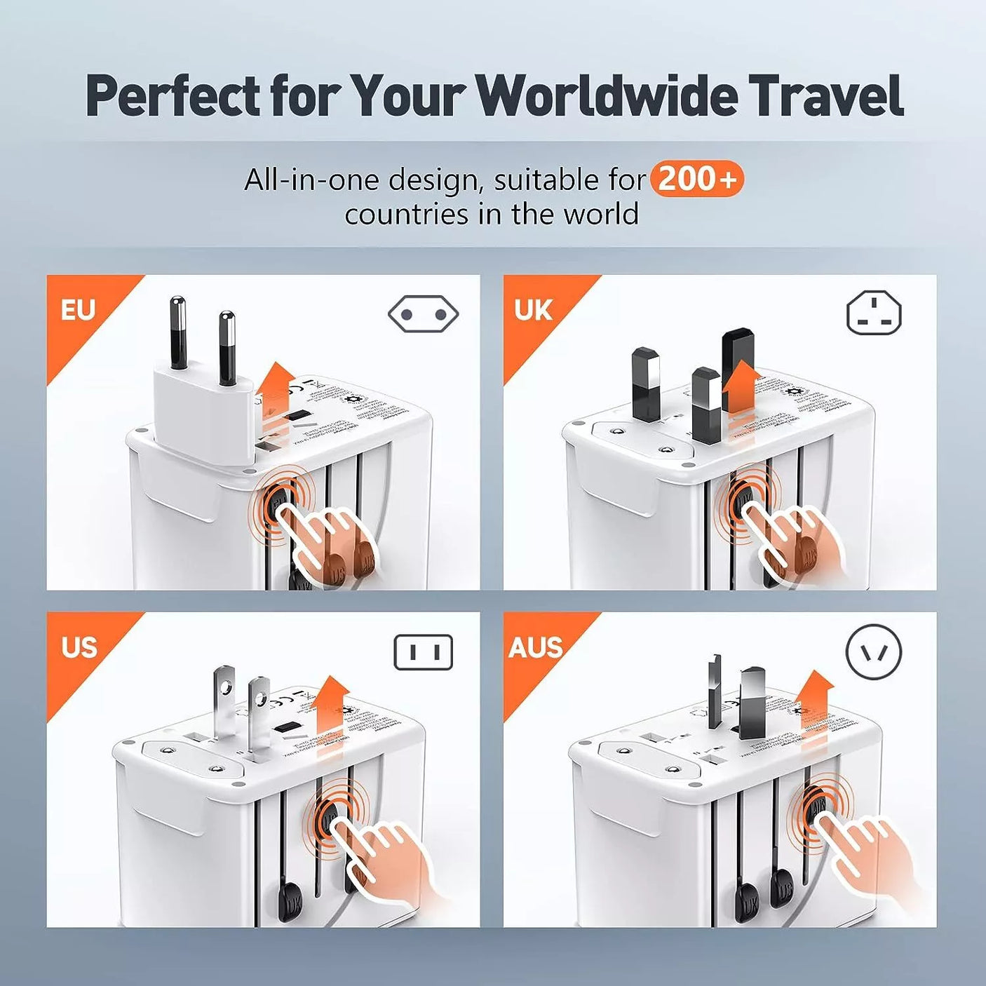 Universal Travel Adapter 3 USB & Type-C | 3.4A Power Converter