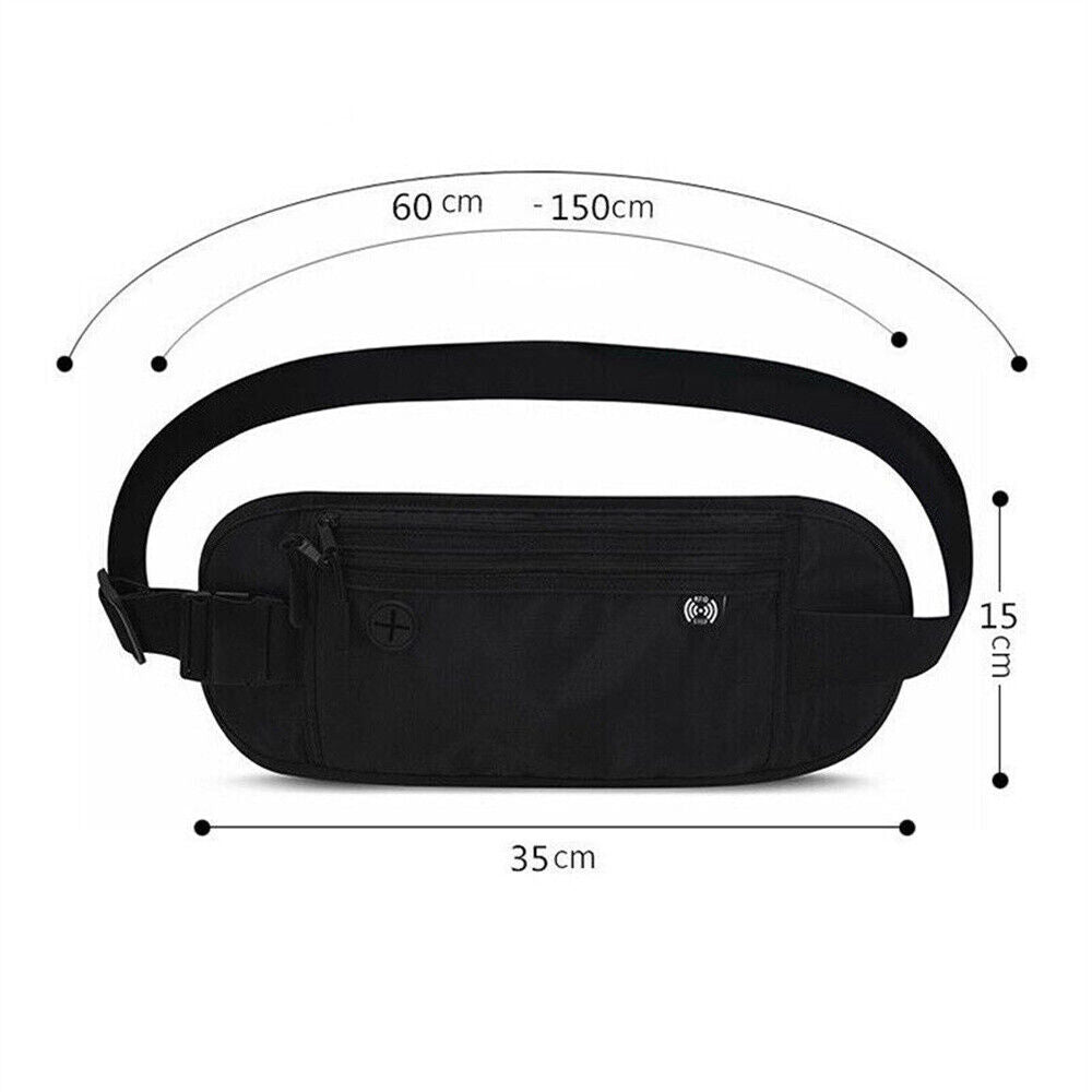 RFID Money Belt for Travel - Waterproof Waist Pouch