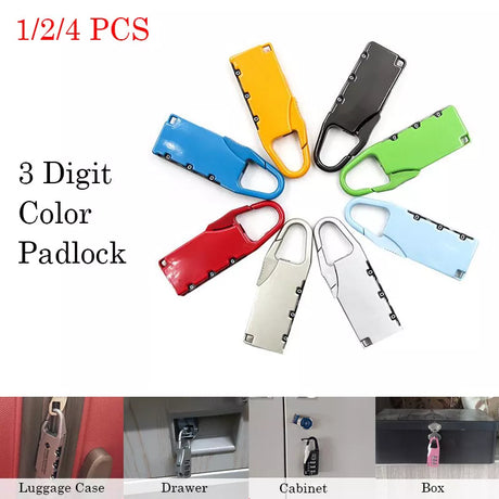 1/2/4pcs Small 3 Digit Travel Suitcase Luggage Lock