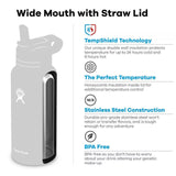 Hydro Flask 32oz (946ml) Wide Mouth Water Bottle with Straw Lid