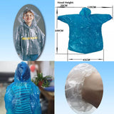 Kids Clear Hooded Disposable Emergency Raincoat Poncho