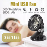 Portable Rechargeable 360° Mini Fan with Flexible Tripod