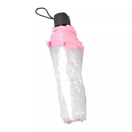 Transparent Folding Umbrella Clear Travel Compact Rain Protection Gear