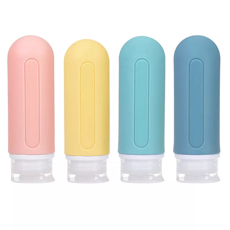 4x Travel Bottles 90ml Silicone Travel Squeeze Bottles Toiletries Container Sets