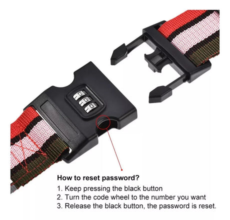 3 Digit Adjustable Luggage Strap with TSA Lock