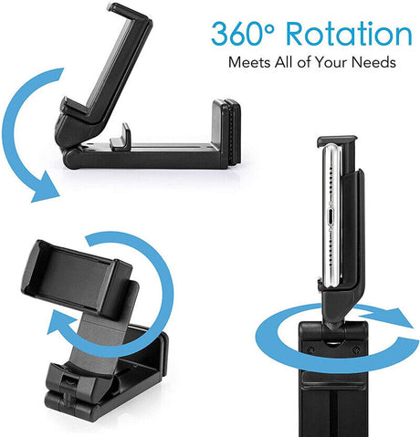 Mobile Phone Mount Holder Clip Foldable Extend Clamp for Desktop Car Train and Plane