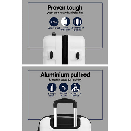 Wanderlite 3-Piece Luggage Set – TSA Approved Hard Shell Suitcase with Straps, White