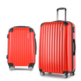 Wanderlite 2pc Luggage Trolley Travel Set Suitcase Carry On TSA Hard Case Lightweight Red