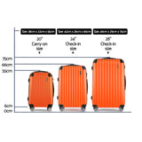 Wanderlite 3pc Luggage Trolley Travel Set Suitcase Carry On TSA Lock Hard Case Lightweight Orange