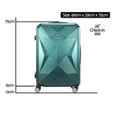 Wanderlite 28" 75cm Luggage Trolley Travel Suitcase Carry On Storage TSA Hardshell Atrovirens