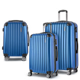 Wanderlite Luggage Set 3pc 20" 24" 28" Suitcase Hardcase Trolley Travel Blue