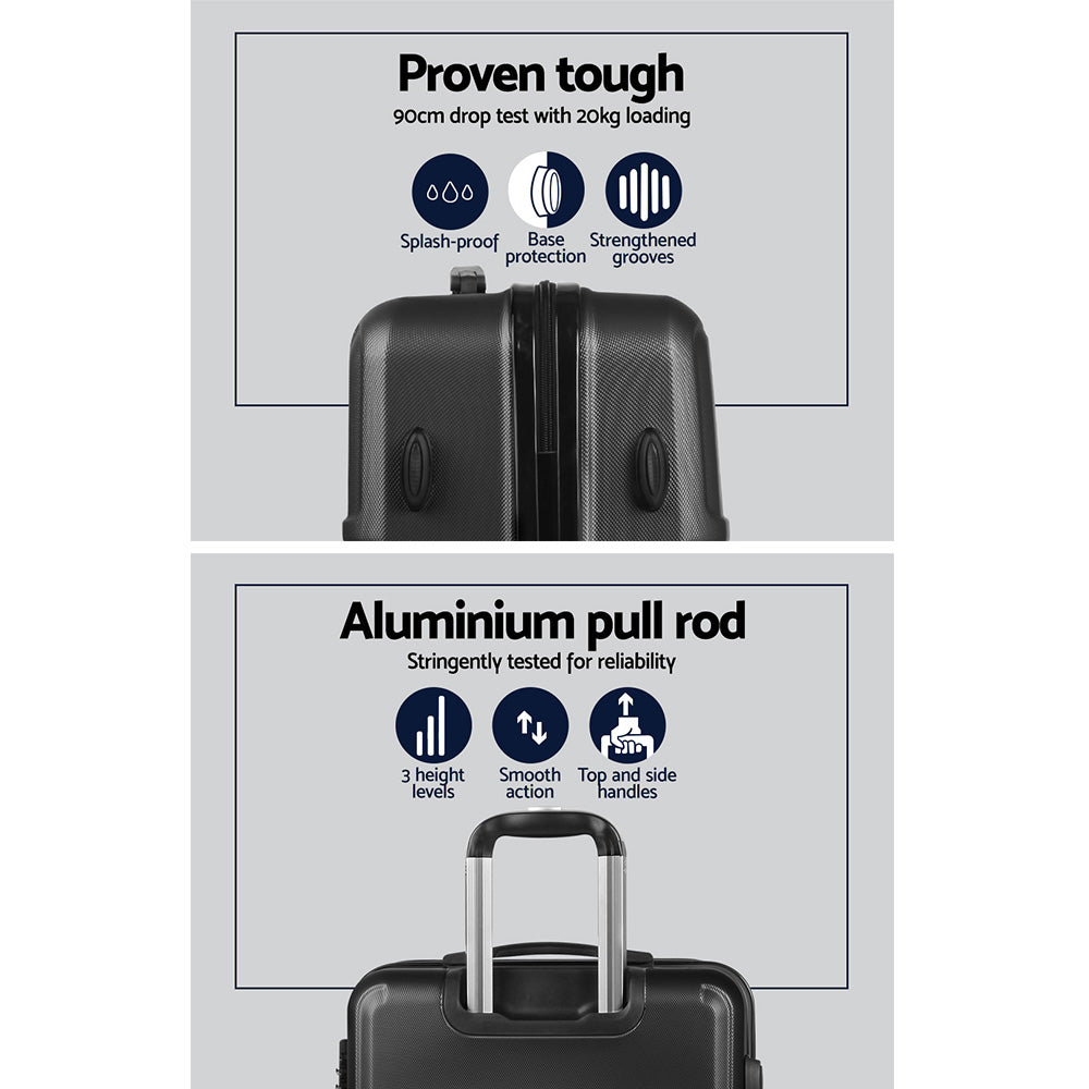 Lightweight Wanderlite 3-Piece Luggage Set – TSA Approved Hard Shell Suitcase, Black Carry-On