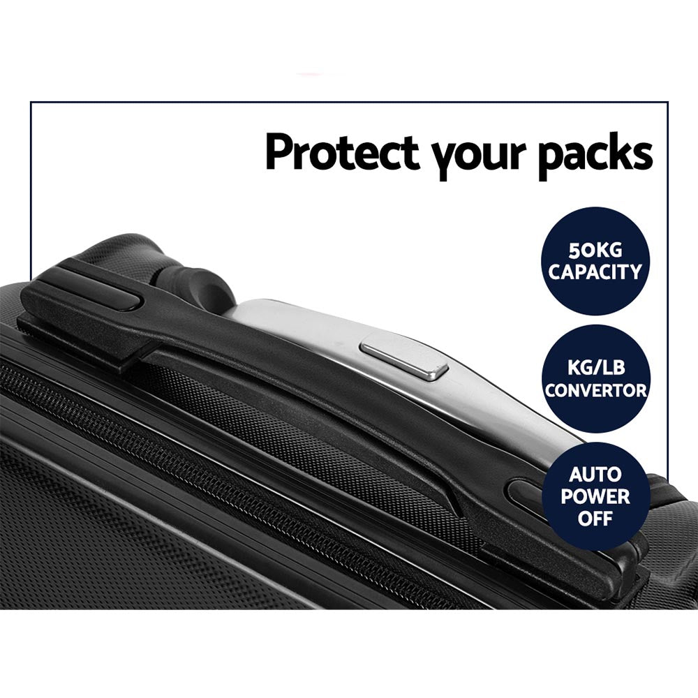 Lightweight Wanderlite 3-Piece Luggage Set – TSA Approved Hard Shell Suitcase, Black Carry-On