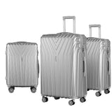 3-Piece Lightweight Luggage Trolley Set – TSA Approved Hard Shell Carry-On, Silver