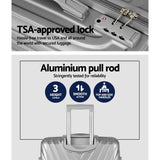 3-Piece Lightweight Luggage Trolley Set – TSA Approved Hard Shell Carry-On, Silver