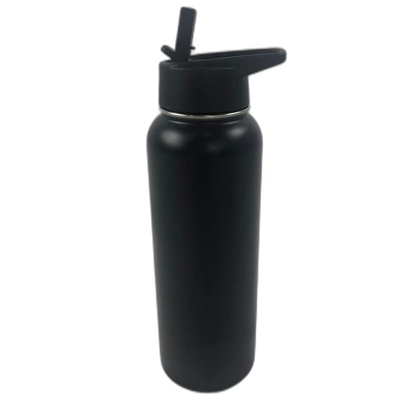 VERPEAK 40oz Vacuum Insulated Water Bottle 3 Lids with Straw (Black) VP-IWB-100-HL