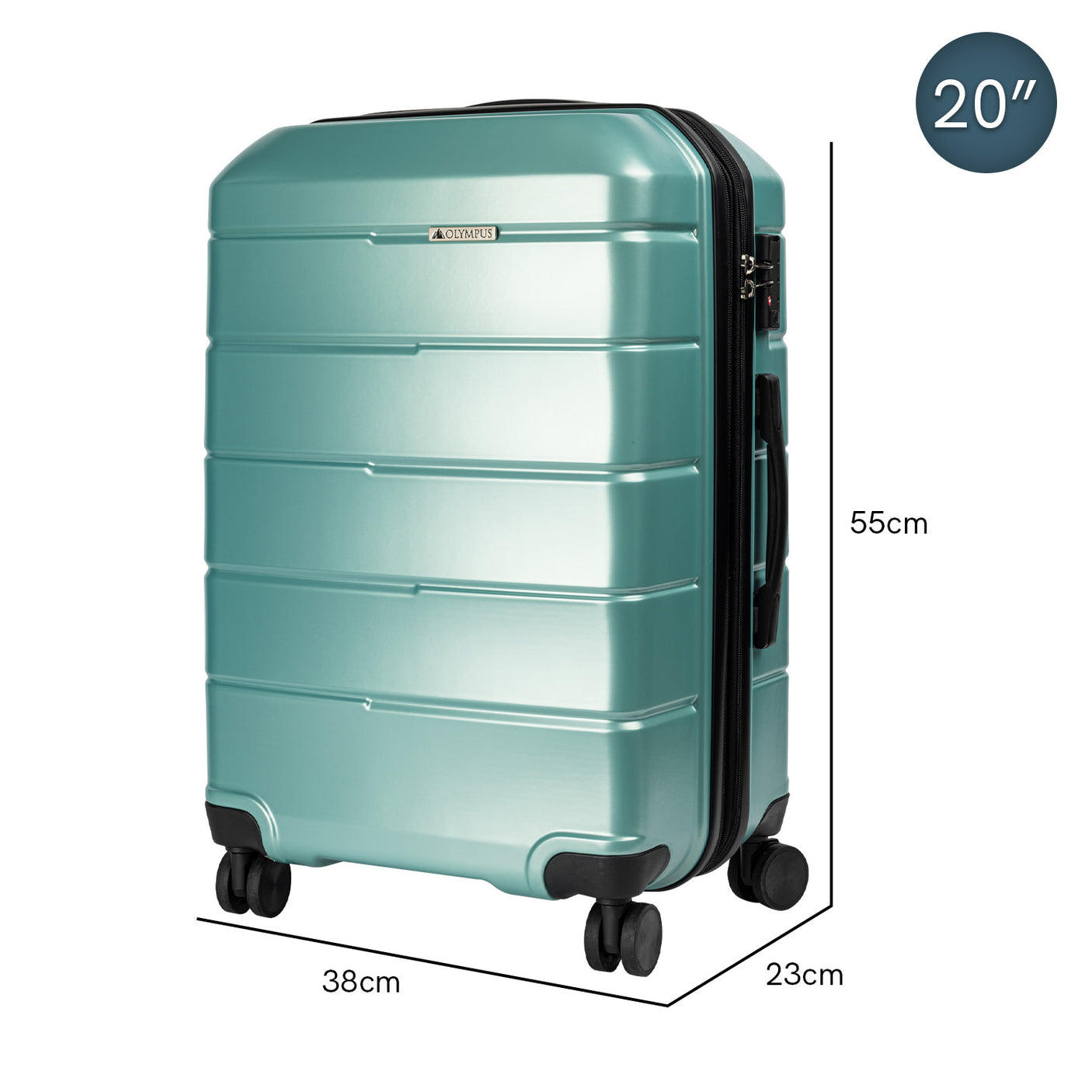 Olympus 3PC Artemis Luggage Set Hard Shell ABS+PC - Electric Teal