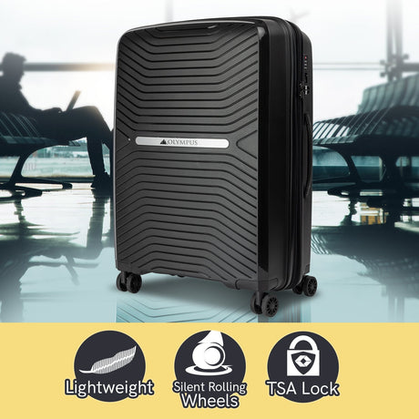 Olympus Astra 24in Lightweight Hard Shell Suitcase - Obsidian Black