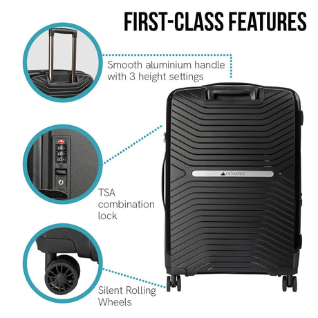 Olympus Astra 24in Lightweight Hard Shell Suitcase - Obsidian Black