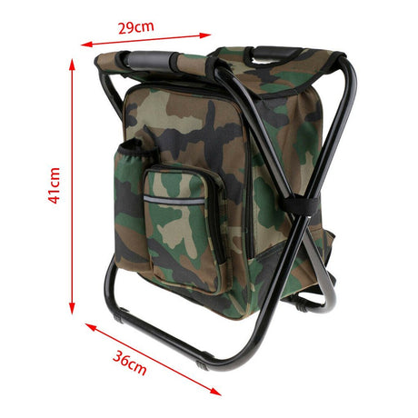 Portable Folding Backpack Chair Camping Stool Cooler Bag Rucksack Beach Fishing 150kg load Green