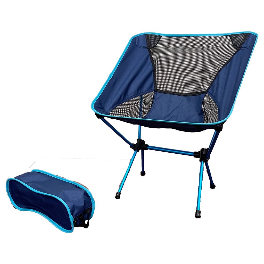 Ultralight Aluminum Alloy Folding Camping Camp Chair Outdoor Hiking Patio Backpacking Blue